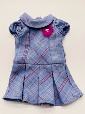 American Girl Light Blue Plaid Dress Pink Tulle Accents Retired Sweet School 18"